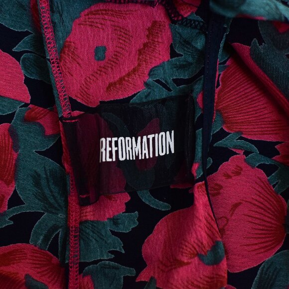 Reformation Ille Dress Poppyfield Pink Floral Backless Mock Neck Mini Dress Sz S - Picture 10 of 11